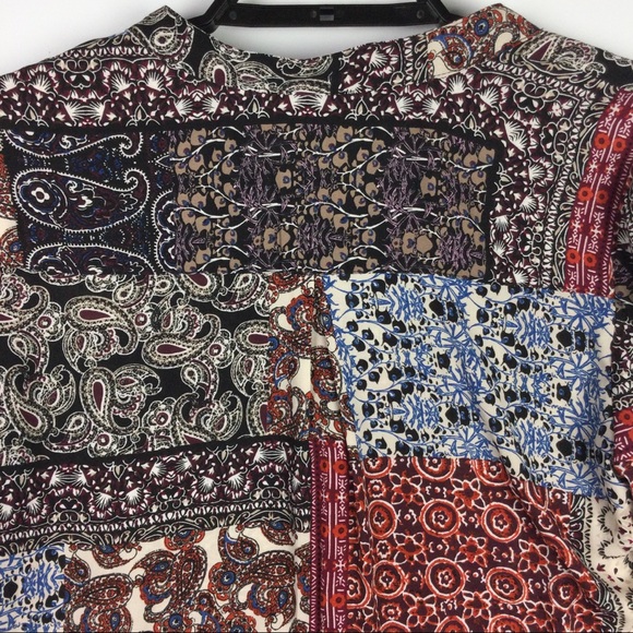 CB Button Up Blouse Flared Sleeves Paisley Ornate Buttons Multi Color Women's S - Picture 4 of 8